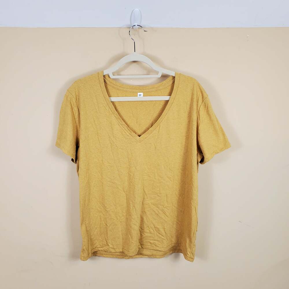 4/$25 BP Yellow V-neck Tee Women's size L